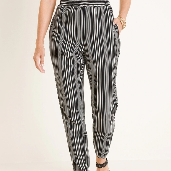 Chico's Pants - Chico's Woven Striped Tapered Ankle Pants